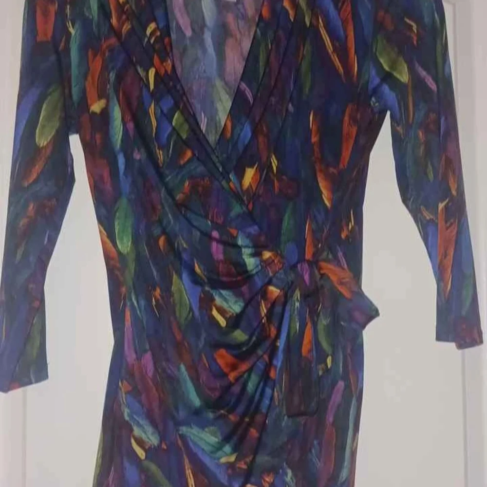 Vintage 80’s Carmen Marc Valvo Disco Artsy Festival stretchy wrap Top Sz XS - Picture 4 of 5